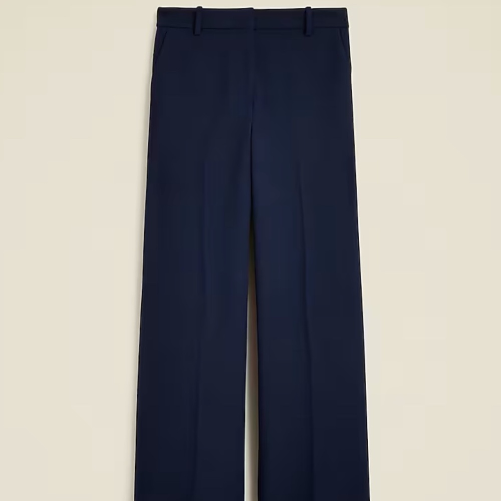 Navy Wide-leg trouser in four-season stretch
